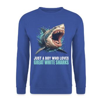Great White Sharks Great White Shark - Unisex Sweatshirt - royal blue - Front - Alina (178cm) & Michal (187cm)