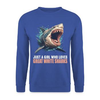 Great White Sharks Great White Shark - Unisex Sweatshirt - royal blue - Front - Alina (178cm) & Michal (187cm)