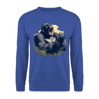 Gorilles de montagne Gorille de montagne - Sweat-shirt Unisexe - bleu royal - Devant - Alina (178cm) & Michal (187cm)