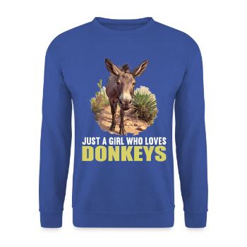 Donkey Esel - Unisex Pullover - Royalblau - Vorne - Alina (178cm) & Michal (187cm)
