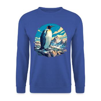 Pinguine Pinguin - Unisex Pullover - Royalblau - Vorne - Alina (178cm) & Michal (187cm)