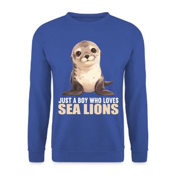 Sea Lions Sea Lion - Unisex Sweatshirt - royal blue - Front - Alina (178cm) & Michal (187cm)