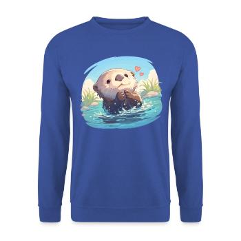 Seeotter - Unisex Pullover - Royalblau - Vorne - Alina (178cm) & Michal (187cm)