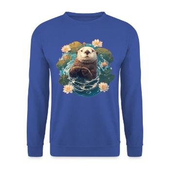 Seeotter - Unisex Pullover - Royalblau - Vorne - Alina (178cm) & Michal (187cm)