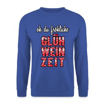 Oh du fröhliche Glühwein Zeit - Unisex Pullover - Royalblau - Vorne - Alina (178cm) & Michal (187cm)