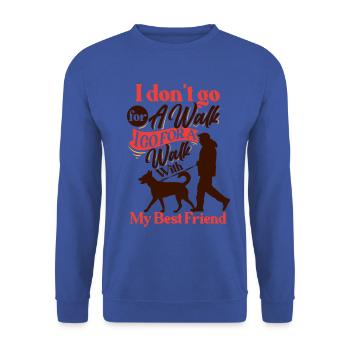 Ich gehe mit meinem besten Freund spazieren, Gassi - Unisex Pullover - Royalblau - Vorne - Alina (178cm) & Michal (187cm)