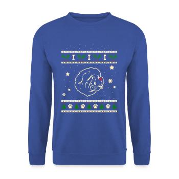 Neufundland Weihnachtsgeschenk - Unisex Pullover - Royalblau - Vorne - Alina (178cm) & Michal (187cm)