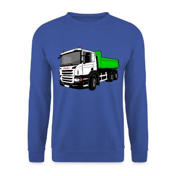 Kipplaster - Laster - Kipper - LKW - Unisex Pullover - Royalblau - Vorne - Alina (178cm) & Michal (187cm)