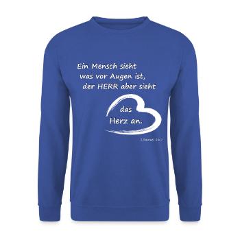 Christliche Bibelverse Gott Religion Bibel - Unisex Pullover - Royalblau - Vorne - Alina (178cm) & Michal (187cm)