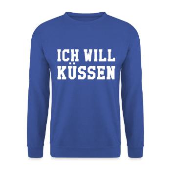 Ich will küssen - Unisex Pullover - Royalblau - Vorne - Alina (178cm) & Michal (187cm)