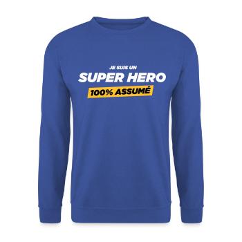 je suis un super hero - Sweat-shirt Unisexe - bleu royal - Devant - Alina (178cm) & Michal (187cm)