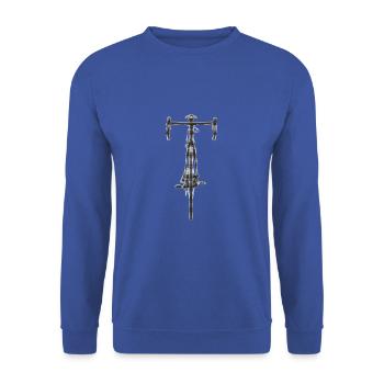 Fahrrad front von vorn Linien Raster Shirt - Unisex Pullover - Royalblau - Vorne - Alina (178cm) & Michal (187cm)