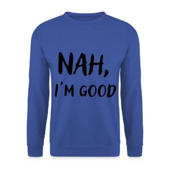Herren T-Shirt - Unisex Pullover - Royalblau - Vorne - Alina (178cm) & Michal (187cm)