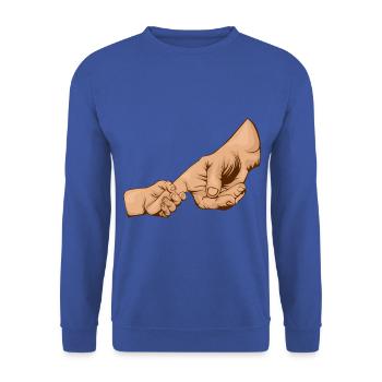 Holding Hands, Hand Hold, Dad, Mom, Child - Unisex Sweatshirt - royal blue - Front - Alina (178cm) & Michal (187cm)