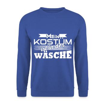 Mein Kostüm ist in der wäsche spruch helau faschin - Unisex Pullover - Royalblau - Vorne - Alina (178cm) & Michal (187cm)