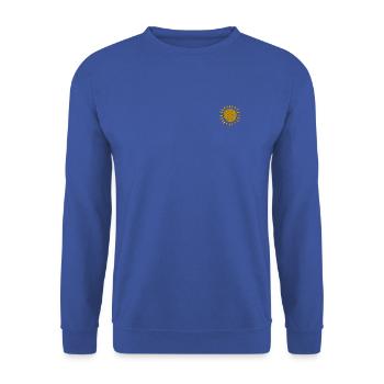 Sonne bestickt - Unisex Pullover - Royalblau - Vorne - Alina (178cm) & Michal (187cm)