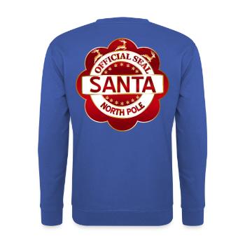 Offizielles Siegel des Santa North Pole - Unisex Pullover - Royalblau - Hinten - Michal (187cm)