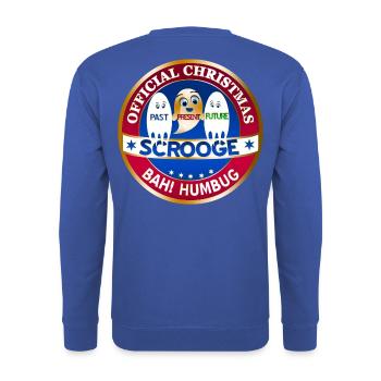 Scrooge Vergangenheit Gegenwart Zukunft Abzeichen - Unisex Pullover - Royalblau - Hinten - Michal (187cm)