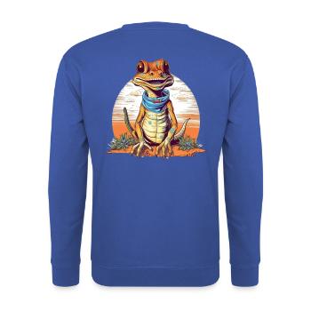 Fabelwesen Gecko mit Neckerschal - Unisex Pullover - Royalblau - Hinten - Michal (187cm)