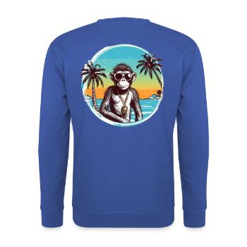 Cool Affe*Sommer Strand Design - Unisex Pullover - Royalblau - Hinten - Michal (187cm)