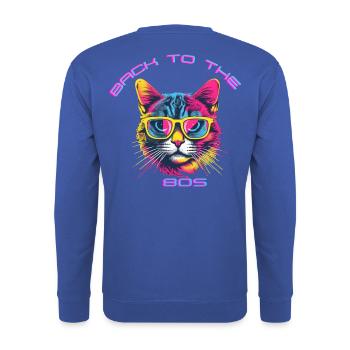 Design rétro chat avec lunettes de soleil - Sweat-shirt Unisexe - bleu royal - Dos - Michal (187cm)