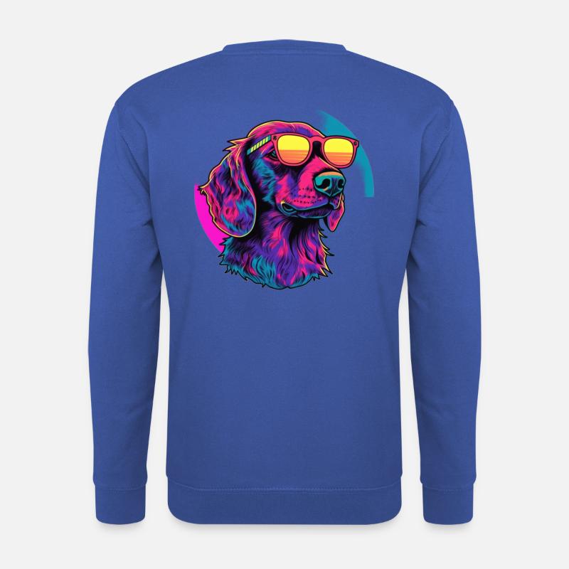 Neon Hund mit Sonnenbrille - Unisex Pullover - Royalblau