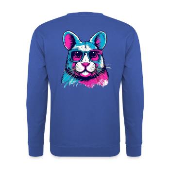 Neon Dog with Sunglasses - Unisex Sweatshirt - royal blue - Back - Michal (187cm)