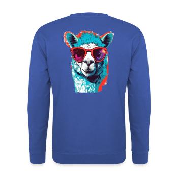 Lustige Llama mit Sonnenbrille - Unisex Pullover - Royalblau - Hinten - Michal (187cm)