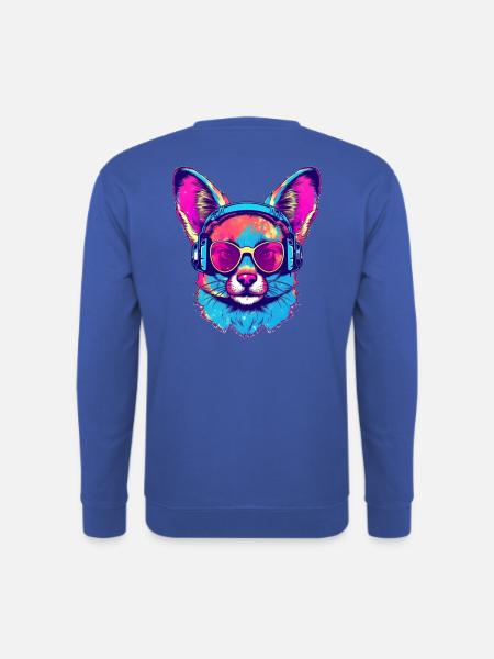Futuristischer Hund mit Sonnenbrille & Kopfhörern - Unisex Pullover - Royalblau