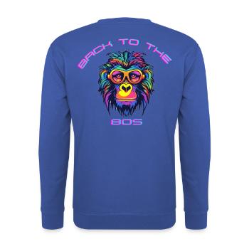 Psychedelischer Gorilla mit Sonnenbrille - Unisex Pullover - Royalblau - Hinten - Michal (187cm)