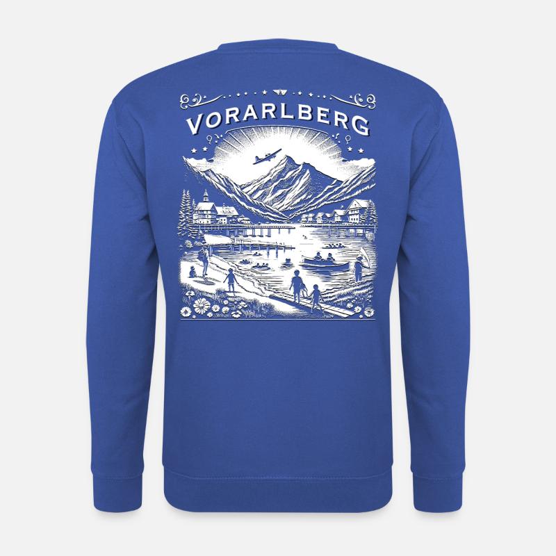 Vorarlberg Design - Berge, See und Kinder - Unisex Pullover - Royalblau