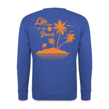 Sonnenuntergang am Palmstrand - Unisex Pullover - Royalblau - Hinten - Michal (187cm)