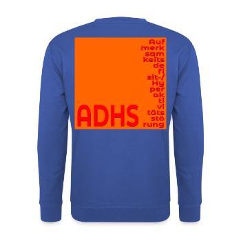 ADHS FOKUS KONZENTRATION - Unisex Pullover - Royalblau - Hinten - Michal (187cm)