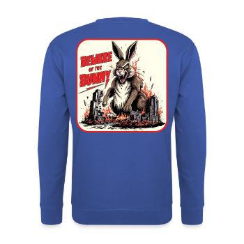 Warnung vor dem Horror Bunny - Unisex Pullover - Royalblau - Hinten - Michal (187cm)