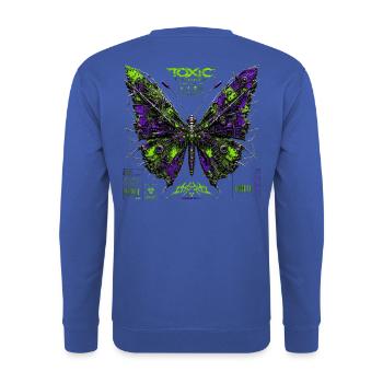 Cyberpunk Butterfly Toxic Insect Neon - Unisex Sweatshirt - royal blue - Back - Michal (187cm)