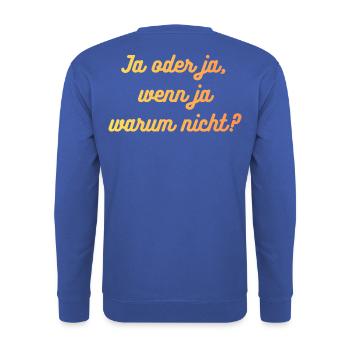 HN Ja oder ja: warum nicht? - Unisex Pullover - Royalblau - Hinten - Michal (187cm)