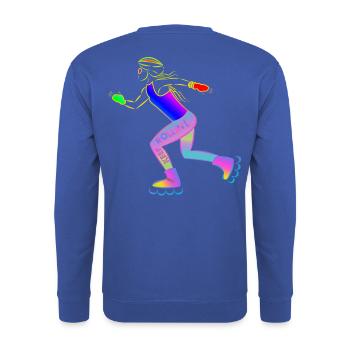 Roller Girl - Keep Rolling - Unisex Pullover - Royalblau - Hinten - Michal (187cm)