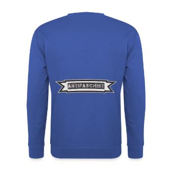 ANTIFASCHIST BANNER STOLZ DRAUF - Unisex Pullover - Royalblau - Hinten - Michal (187cm)
