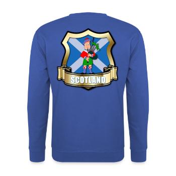 Drapeau de l'Écosse avec bouclier d'or et piper - Sweat-shirt Unisexe - bleu royal - Dos - Michal (187cm)
