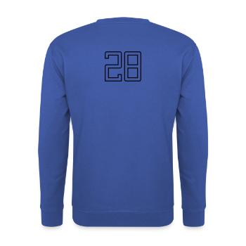 Numéro 28 (Style Université) - Sweat-shirt Unisexe - bleu royal - Dos - Michal (187cm)