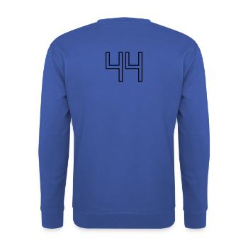 Numéro 44 (Style Université) - Sweat-shirt Unisexe - bleu royal - Dos - Michal (187cm)
