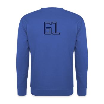 Numéro 61 (Style Université) - Sweat-shirt Unisexe - bleu royal - Dos - Michal (187cm)