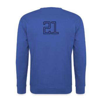 Numéro 21 (Style Université) - Sweat-shirt Unisexe - bleu royal - Dos - Michal (187cm)