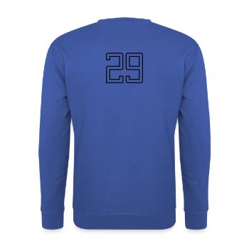 Numéro 29 (Style Université) - Sweat-shirt Unisexe - bleu royal - Dos - Michal (187cm)