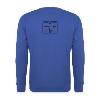 Number 63 (University Style) - Unisex Sweatshirt - royal blue - Back - Michal (187cm)