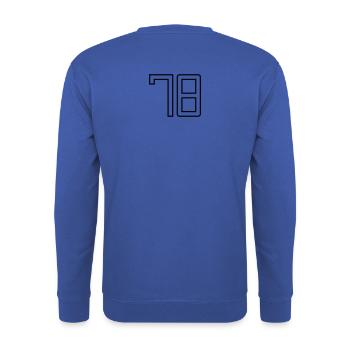 Numéro 78 (Style Université) - Sweat-shirt Unisexe - bleu royal - Dos - Michal (187cm)