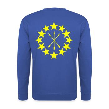 Tscherkessische Flagge – Adyghe 12 Sterne Heritage Design - Unisex Pullover - Royalblau - Hinten - Michal (187cm)
