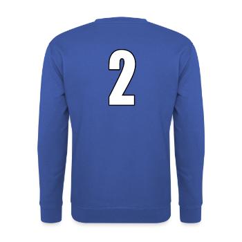 Numéro 2 Numéro deux - équipe de football handball - Sweat-shirt Unisexe - bleu royal - Dos - Michal (187cm)