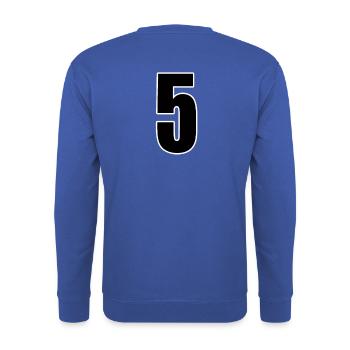N ° 5 Chiffre cinq - Numéro de dos Football Sport - Sweat-shirt Unisexe - bleu royal - Dos - Michal (187cm)