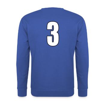 No. 3 Number Three - Back Number Football Sport - Unisex Sweatshirt - royal blue - Back - Michal (187cm)